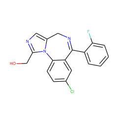 OCc1ncc2n1-c1ccc(Cl)cc1C(c1ccccc1F)=NC2 ZINC000002570878