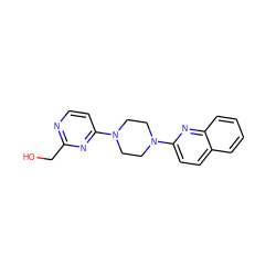 OCc1nccc(N2CCN(c3ccc4ccccc4n3)CC2)n1 ZINC000013472153