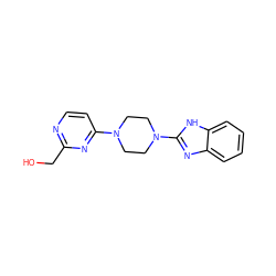 OCc1nccc(N2CCN(c3nc4ccccc4[nH]3)CC2)n1 ZINC000013472145