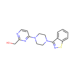 OCc1nccc(N2CCN(c3nsc4ccccc34)CC2)n1 ZINC000013472150