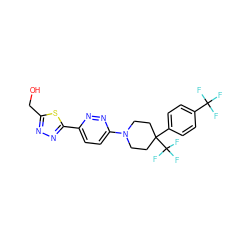 OCc1nnc(-c2ccc(N3CCC(c4ccc(C(F)(F)F)cc4)(C(F)(F)F)CC3)nn2)s1 ZINC001772634611