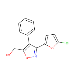 OCc1onc(-c2ccc(Cl)o2)c1-c1ccccc1 ZINC000096909034