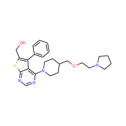 OCc1sc2ncnc(N3CCC(COCCN4CCCC4)CC3)c2c1-c1ccccc1 ZINC000205809323