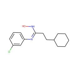 ONC(CCC1CCCCC1)=Nc1cccc(Cl)c1 ZINC001772769788