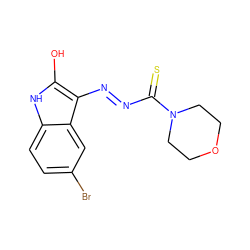 Oc1[nH]c2ccc(Br)cc2c1N=NC(=S)N1CCOCC1 ZINC000253989112