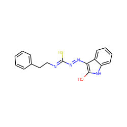 Oc1[nH]c2ccccc2c1N=N/C(S)=N/CCc1ccccc1 ZINC000253920624