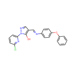 Oc1c(/C=N/c2ccc(Oc3ccccc3)cc2)cnn1-c1cccc(Cl)n1 ZINC000101741982