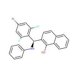 Oc1c([C@@H](Nc2ccccc2)c2c(F)cc(Br)cc2F)ccc2ccccc12 ZINC000653804981