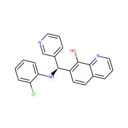 Oc1c([C@@H](Nc2ccccc2Cl)c2cccnc2)ccc2cccnc12 ZINC000095912902