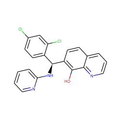 Oc1c([C@@H](Nc2ccccn2)c2ccc(Cl)cc2Cl)ccc2cccnc12 ZINC000002708532