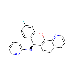 Oc1c([C@@H](Nc2ccccn2)c2ccc(F)cc2)ccc2cccnc12 ZINC000000086371