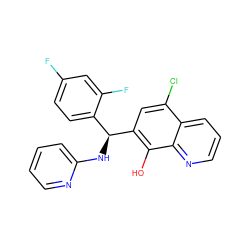 Oc1c([C@@H](Nc2ccccn2)c2ccc(F)cc2F)cc(Cl)c2cccnc12 ZINC001772656496