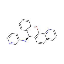 Oc1c([C@@H](Nc2cccnc2)c2ccccc2)ccc2cccnc12 ZINC001772579232