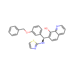 Oc1c([C@@H](Nc2nccs2)c2cccc(OCc3ccccc3)c2)ccc2cccnc12 ZINC000139239838