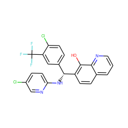 Oc1c([C@H](Nc2ccc(Cl)cn2)c2ccc(Cl)c(C(F)(F)F)c2)ccc2cccnc12 ZINC000202354213