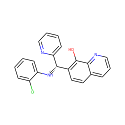 Oc1c([C@H](Nc2ccccc2Cl)c2ccccn2)ccc2cccnc12 ZINC000005009295