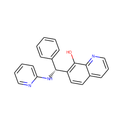 Oc1c([C@H](Nc2ccccn2)c2ccccc2)ccc2cccnc12 ZINC000022911742