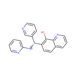 Oc1c([C@H](Nc2ccccn2)c2cccnc2)ccc2cccnc12 ZINC000013062710