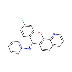 Oc1c([C@H](Nc2ncccn2)c2ccc(F)cc2)ccc2cccnc12 ZINC000000086086