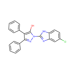 Oc1c(-c2ccccc2)c(-c2ccccc2)nn1-c1nc2cc(Cl)ccc2[nH]1 ZINC000103260090