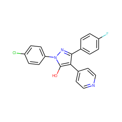 Oc1c(-c2ccncc2)c(-c2ccc(F)cc2)nn1-c1ccc(Cl)cc1 ZINC000100033055