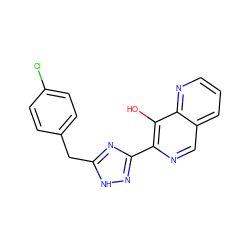 Oc1c(-c2n[nH]c(Cc3ccc(Cl)cc3)n2)ncc2cccnc12 ZINC000034432909