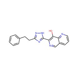 Oc1c(-c2nc(CCc3ccccc3)n[nH]2)ncc2cccnc12 ZINC000040423848