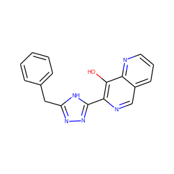 Oc1c(-c2nnc(Cc3ccccc3)[nH]2)ncc2cccnc12 ZINC000006717757