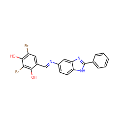 Oc1c(Br)cc(/C=N/c2ccc3[nH]c(-c4ccccc4)nc3c2)c(O)c1Br ZINC000015962110