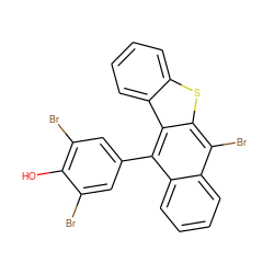 Oc1c(Br)cc(-c2c3ccccc3c(Br)c3sc4ccccc4c23)cc1Br ZINC000026959662