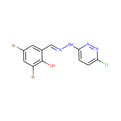 Oc1c(Br)cc(Br)cc1/C=N/Nc1ccc(Cl)nn1 ZINC000005415176