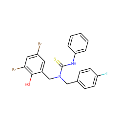 Oc1c(Br)cc(Br)cc1CN(Cc1ccc(F)cc1)C(=S)Nc1ccccc1 ZINC000049757131