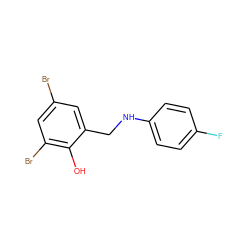 Oc1c(Br)cc(Br)cc1CNc1ccc(F)cc1 ZINC000001406683