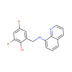 Oc1c(Br)cc(Br)cc1CNc1cccc2cccnc12 ZINC000002396053