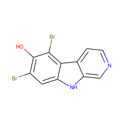 Oc1c(Br)cc2[nH]c3cnccc3c2c1Br ZINC000005163004