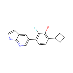 Oc1c(C2CCC2)ccc(-c2cnc3[nH]ccc3c2)c1F ZINC000224551091
