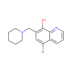 Oc1c(CN2CCCCC2)cc(Br)c2cccnc12 ZINC000027570014