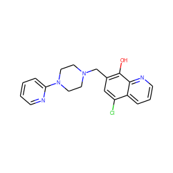 Oc1c(CN2CCN(c3ccccn3)CC2)cc(Cl)c2cccnc12 ZINC000013060306