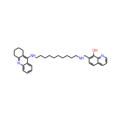 Oc1c(CNCCCCCCCCCCNc2c3c(nc4ccccc24)CCCC3)ccc2cccnc12 ZINC000053243887