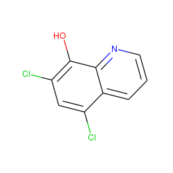 Oc1c(Cl)cc(Cl)c2cccnc12 ZINC000000001131