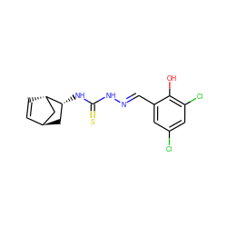 Oc1c(Cl)cc(Cl)cc1/C=N/NC(=S)N[C@@H]1C[C@H]2C=C[C@H]1C2 ZINC000100242608