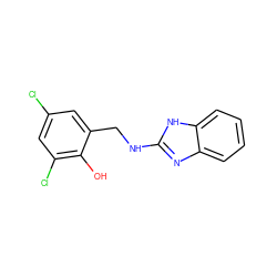 Oc1c(Cl)cc(Cl)cc1CNc1nc2ccccc2[nH]1 ZINC000000547559