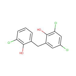 Oc1c(Cl)cccc1Cc1cc(Cl)cc(Cl)c1O ZINC000001760434