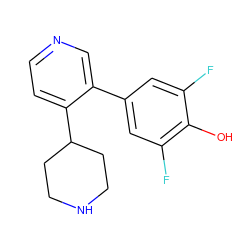 Oc1c(F)cc(-c2cnccc2C2CCNCC2)cc1F ZINC000473090306