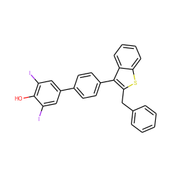 Oc1c(I)cc(-c2ccc(-c3c(Cc4ccccc4)sc4ccccc34)cc2)cc1I ZINC000028758097