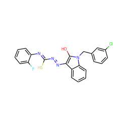 Oc1c(N=NC(S)=Nc2ccccc2F)c2ccccc2n1Cc1cccc(Cl)c1 ZINC000299813362