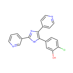 Oc1cc(-c2[nH]c(-c3cccnc3)nc2-c2ccncc2)ccc1Cl ZINC000028563509