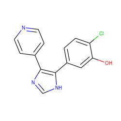 Oc1cc(-c2[nH]cnc2-c2ccncc2)ccc1Cl ZINC000028566569