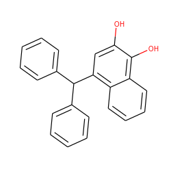 Oc1cc(C(c2ccccc2)c2ccccc2)c2ccccc2c1O ZINC000004783170