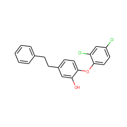 Oc1cc(CCc2ccccc2)ccc1Oc1ccc(Cl)cc1Cl ZINC000016052312